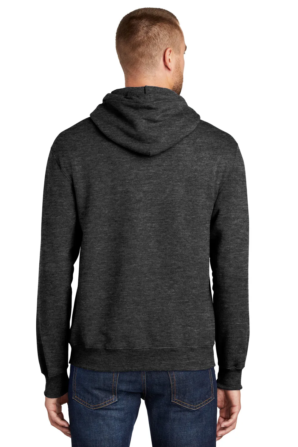 Port & Company Mens Essential Pill Resistant Fleece Hooded Sweatshirt Hoodie w/ Pouch Pocket - Heather Dark Grey