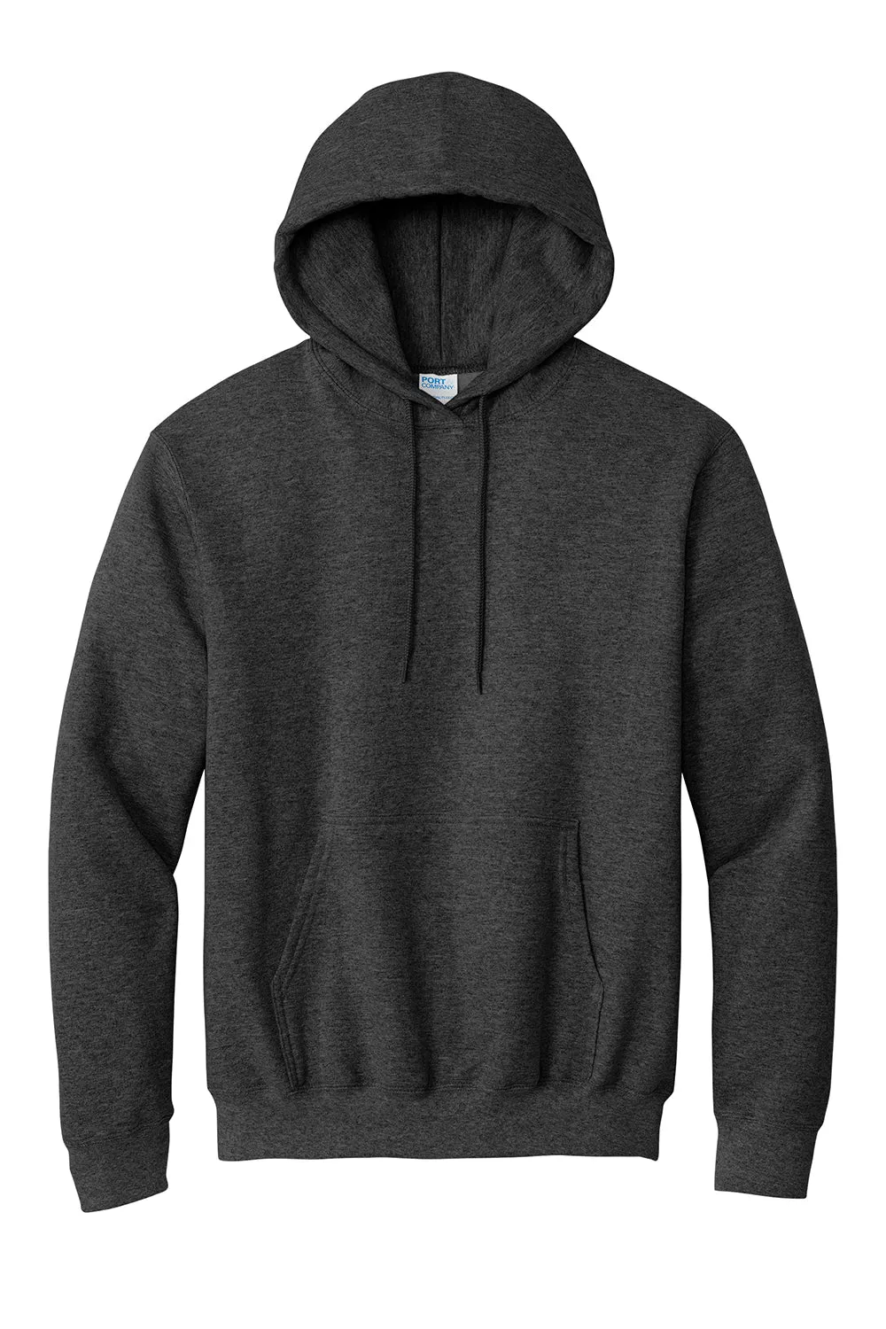 Port & Company Mens Essential Pill Resistant Fleece Hooded Sweatshirt Hoodie w/ Pouch Pocket - Heather Dark Grey