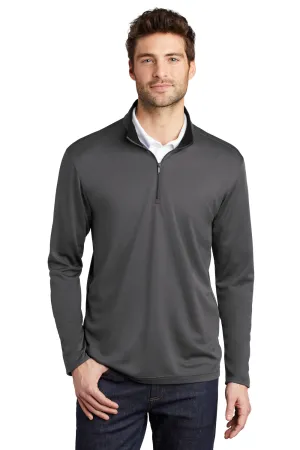 Port Authority Mens Silk Touch Performance Moisture Wicking 1/4 Zip Sweatshirt - Steel Grey/Black