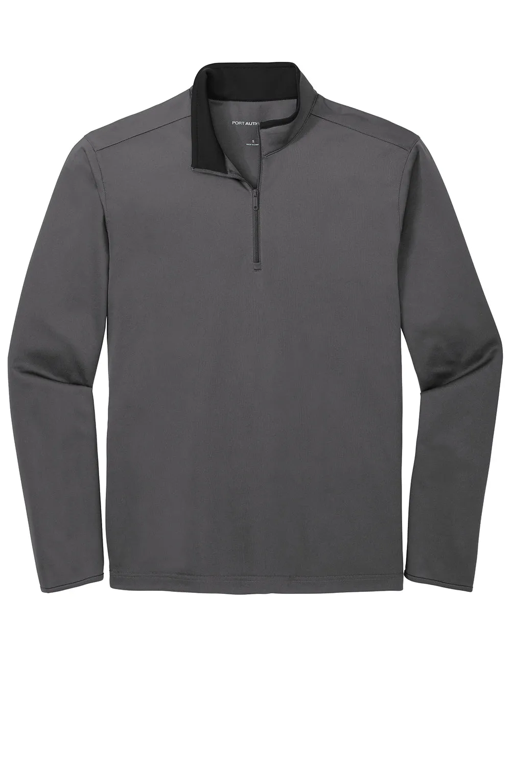 Port Authority Mens Silk Touch Performance Moisture Wicking 1/4 Zip Sweatshirt - Steel Grey/Black