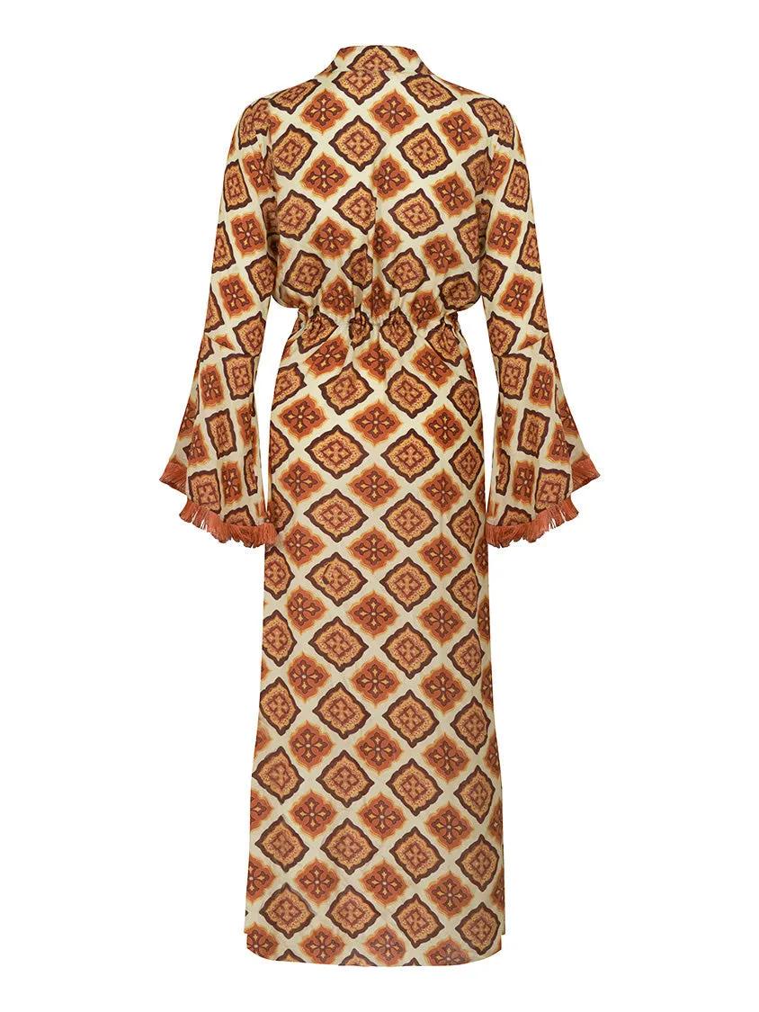 Printed Fringe Kimono
