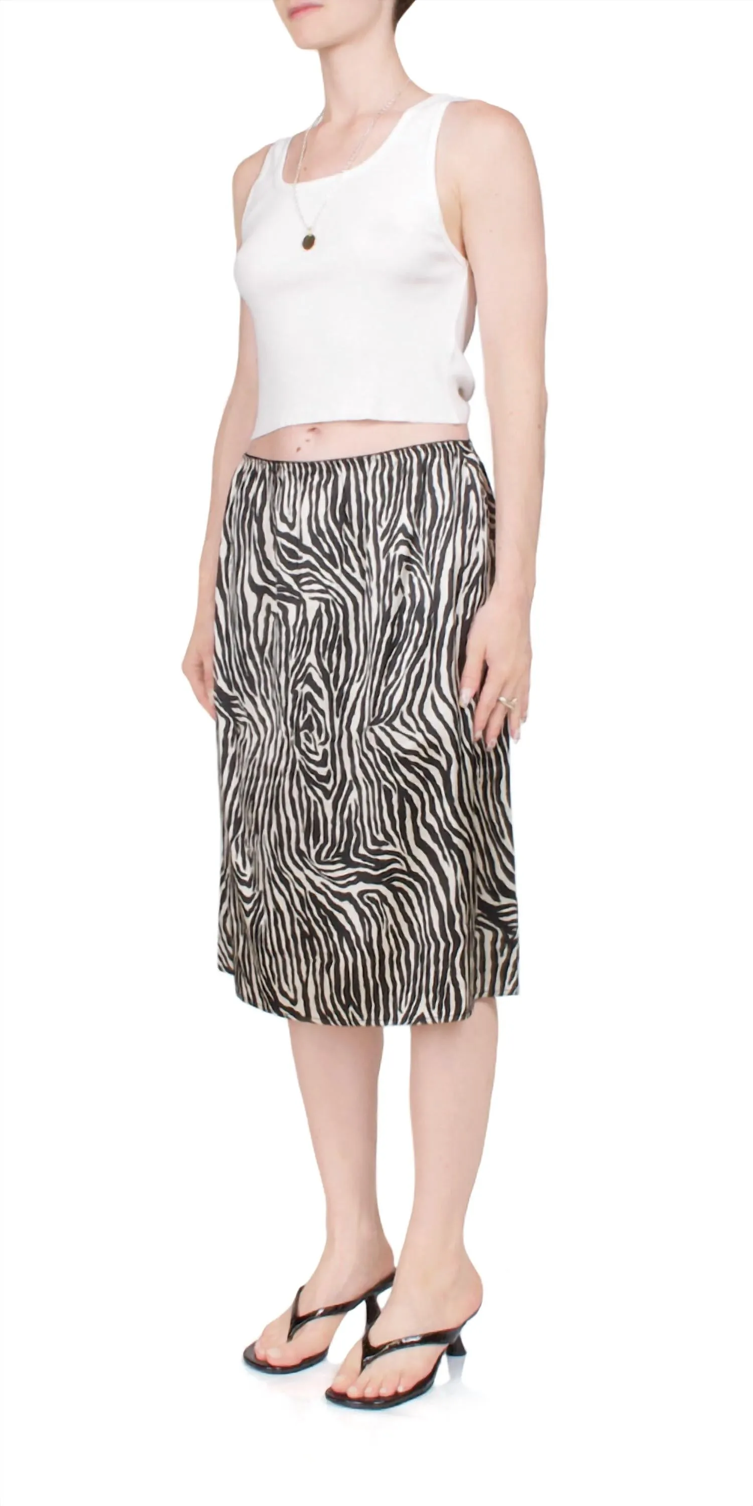 Printed Slip Midi Skirt In Zebra