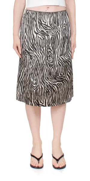 Printed Slip Midi Skirt In Zebra