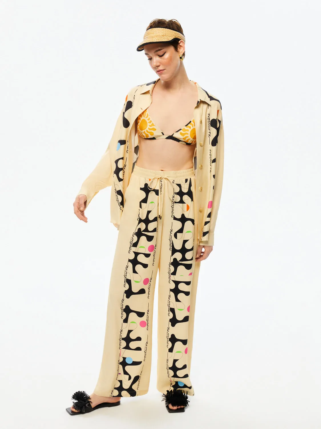 Printed Wide-Leg Pants