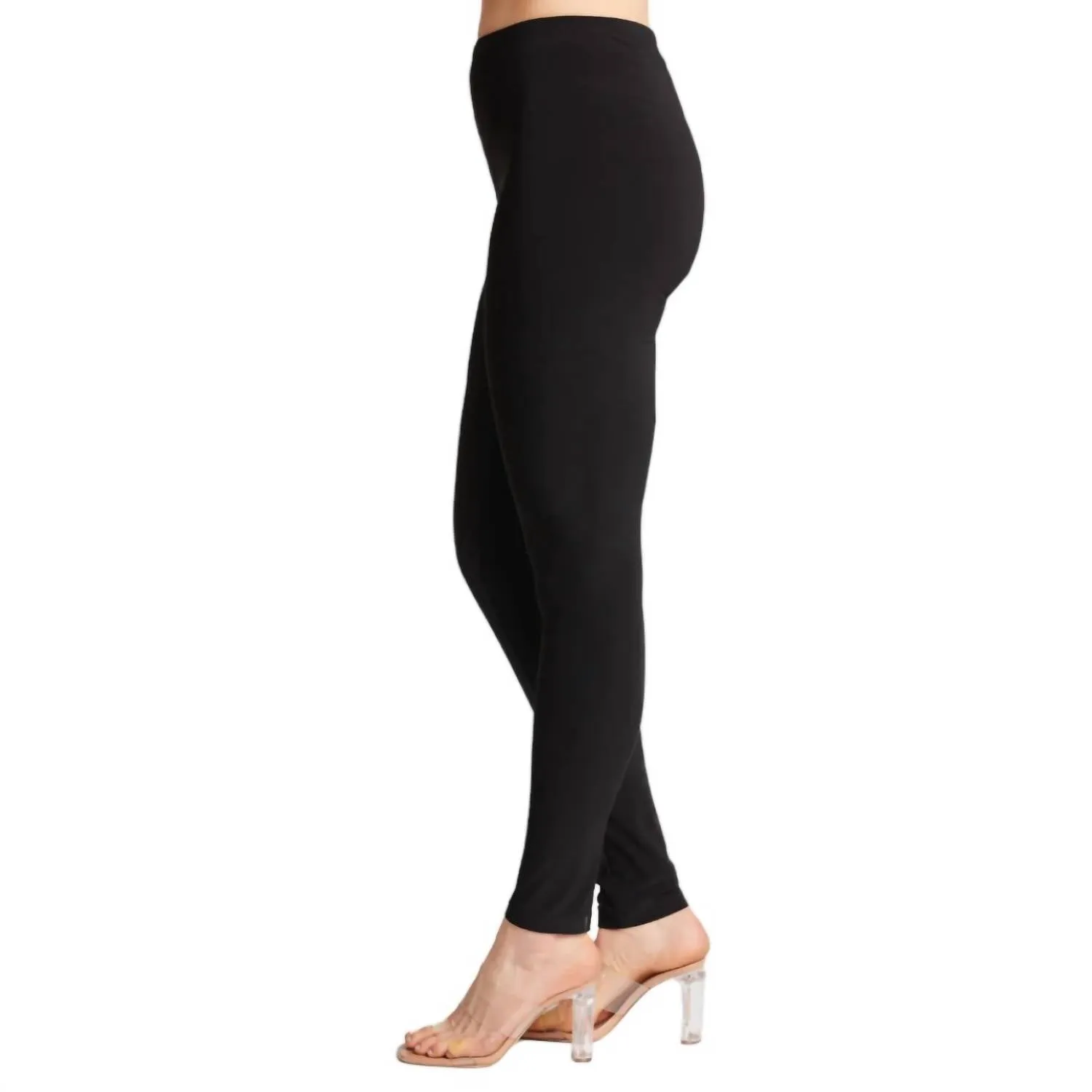 Pull On Slim Knit Leggings In Black