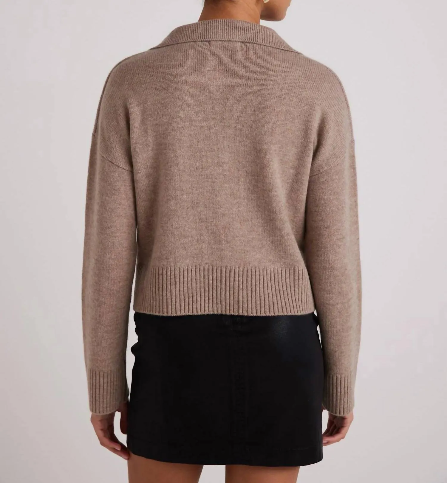 Pullover Sweater With Collar In Heather Fawn