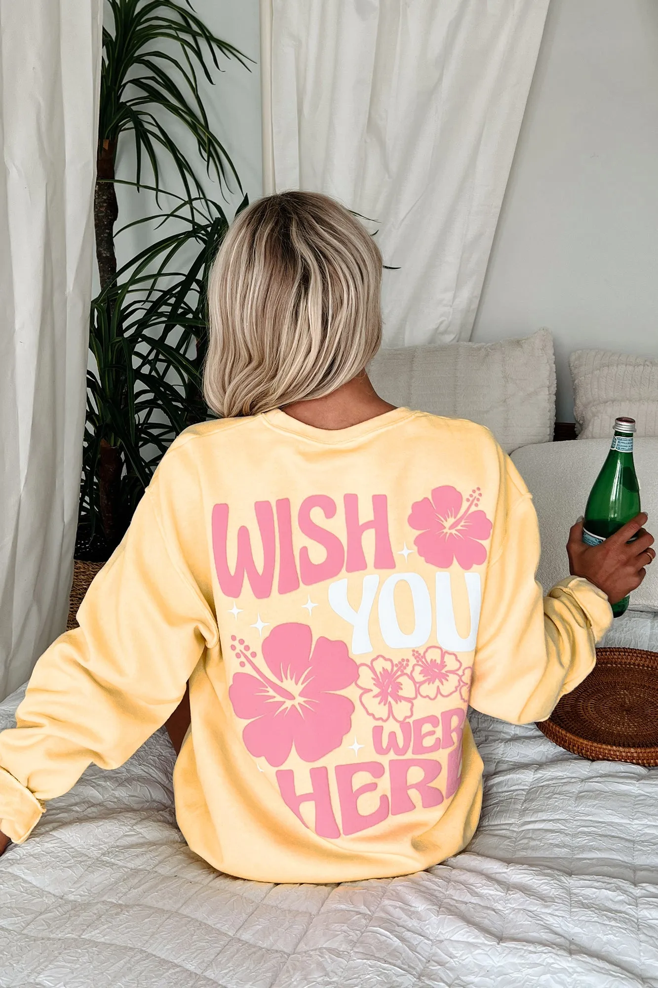 "Wish You Were Here" Graphic Sweatshirt (Lemon Meringue)