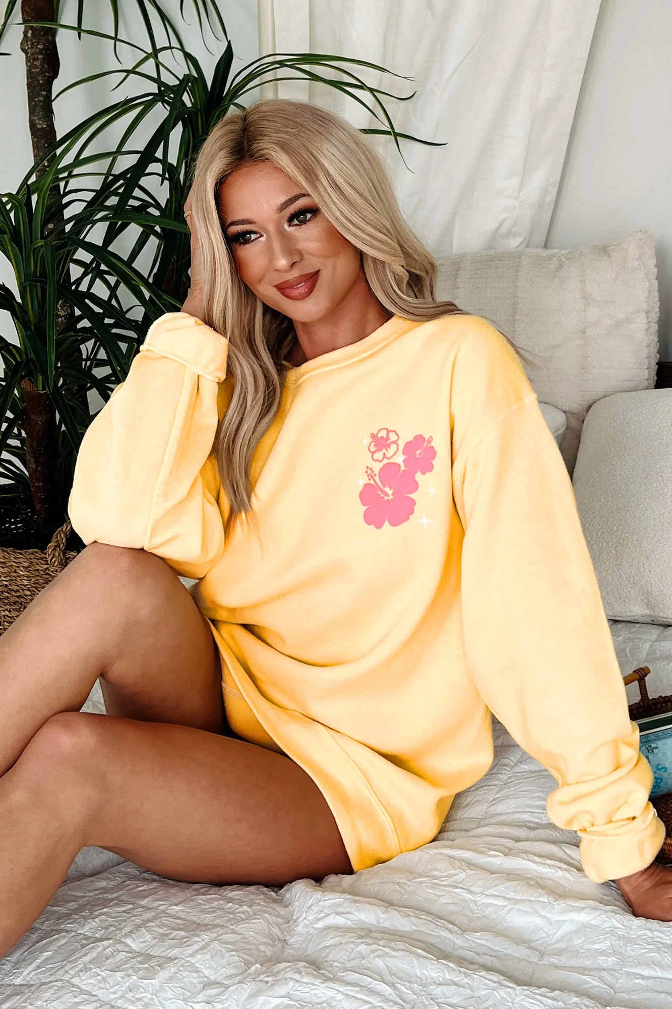 "Wish You Were Here" Graphic Sweatshirt (Lemon Meringue)