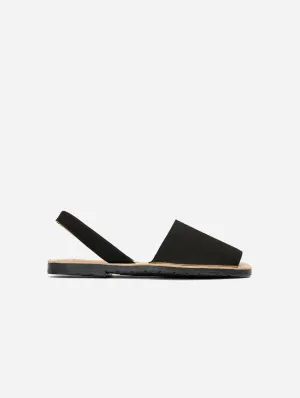Rambu Women's Vegan Suede Menorcan Sandals | Black