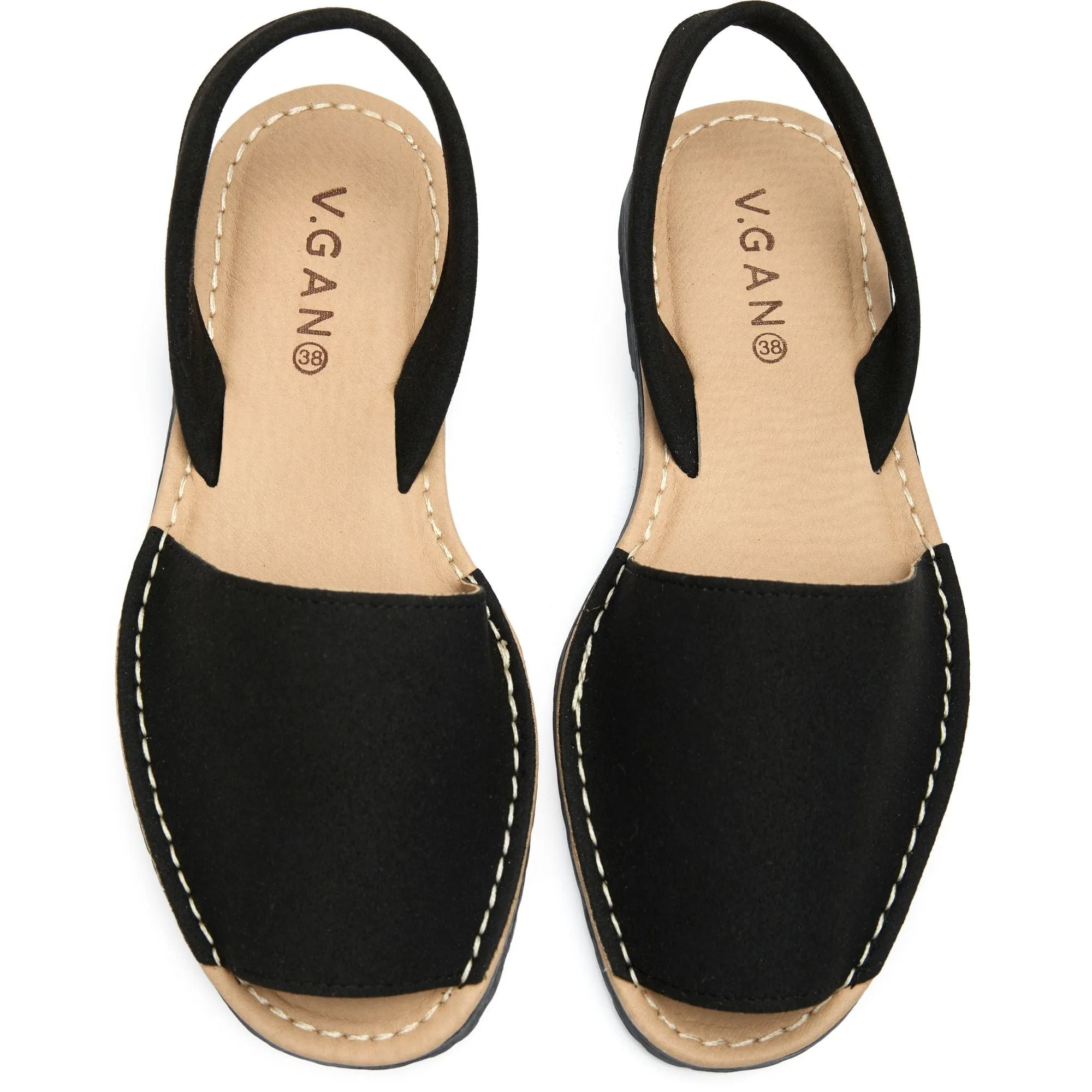 Rambu Women's Vegan Suede Menorcan Sandals | Black