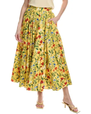 Rebecca Taylor Botanica Fleur Pleated Maxi Skirt