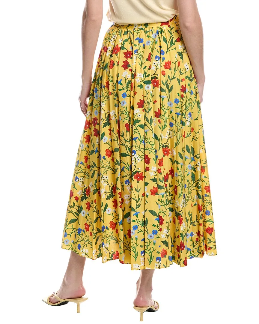 Rebecca Taylor Botanica Fleur Pleated Maxi Skirt