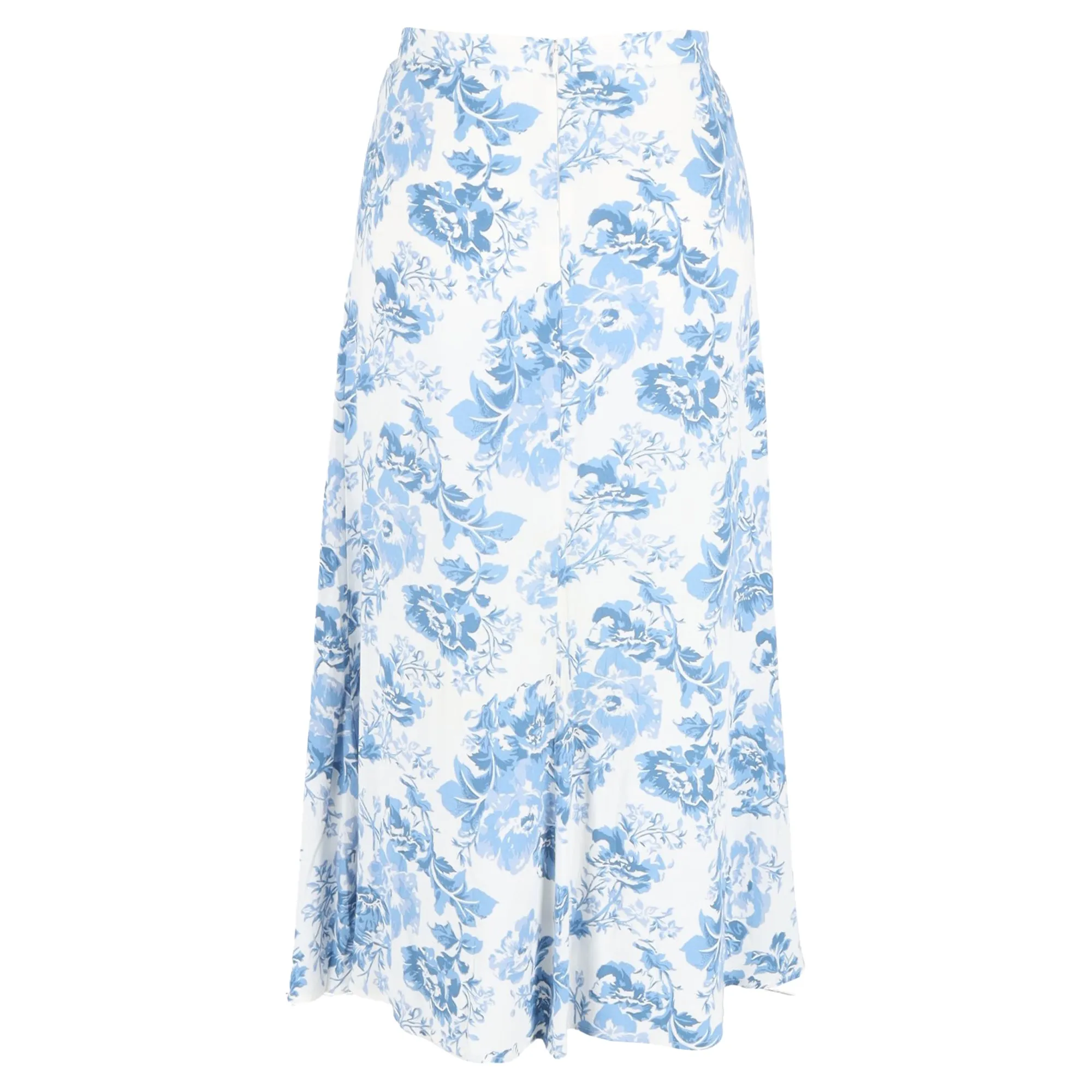 Reformation Floral Print Midi Skirt in Blue Viscose