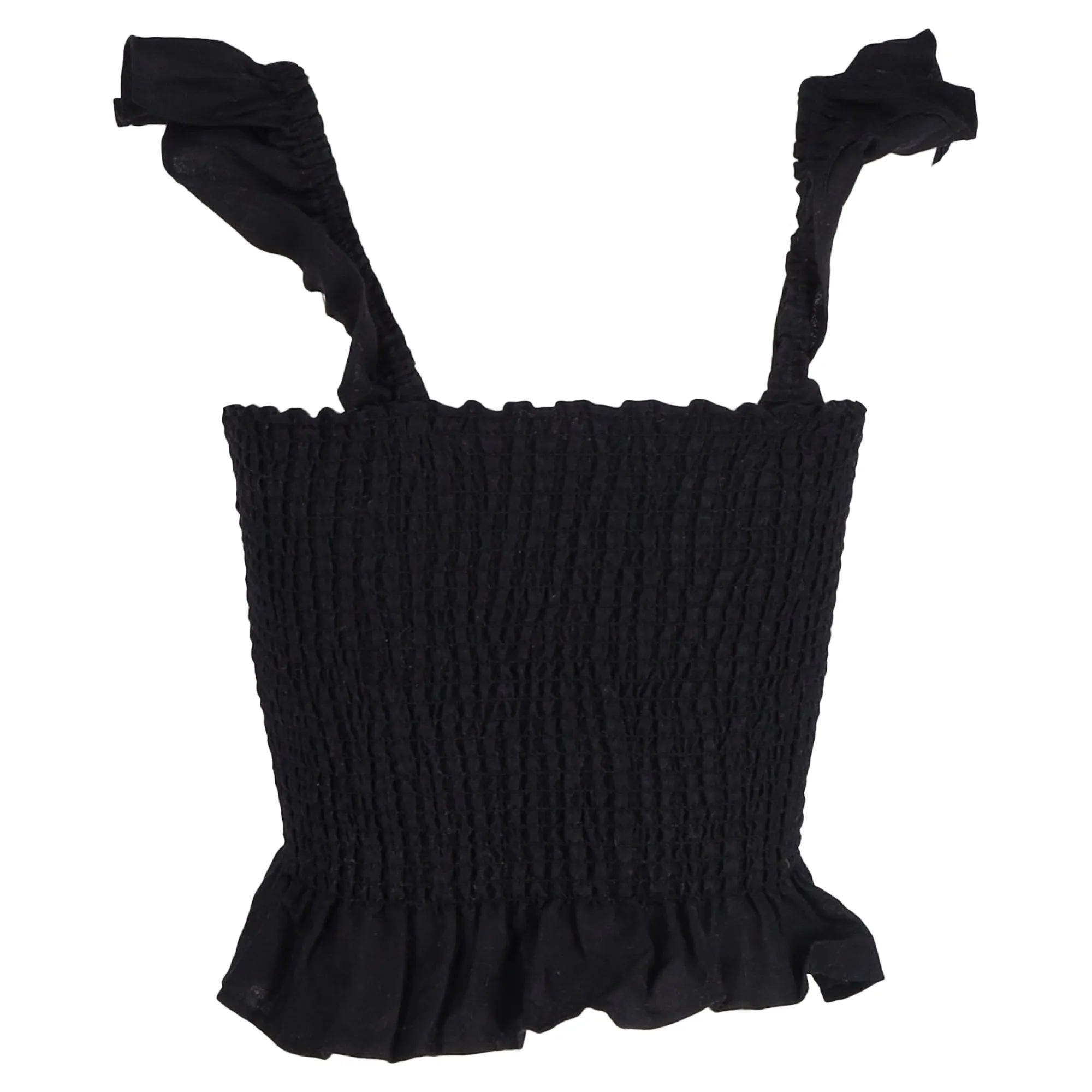 Reformation Junebug Ruffle Sleeveless Top In Black Linen