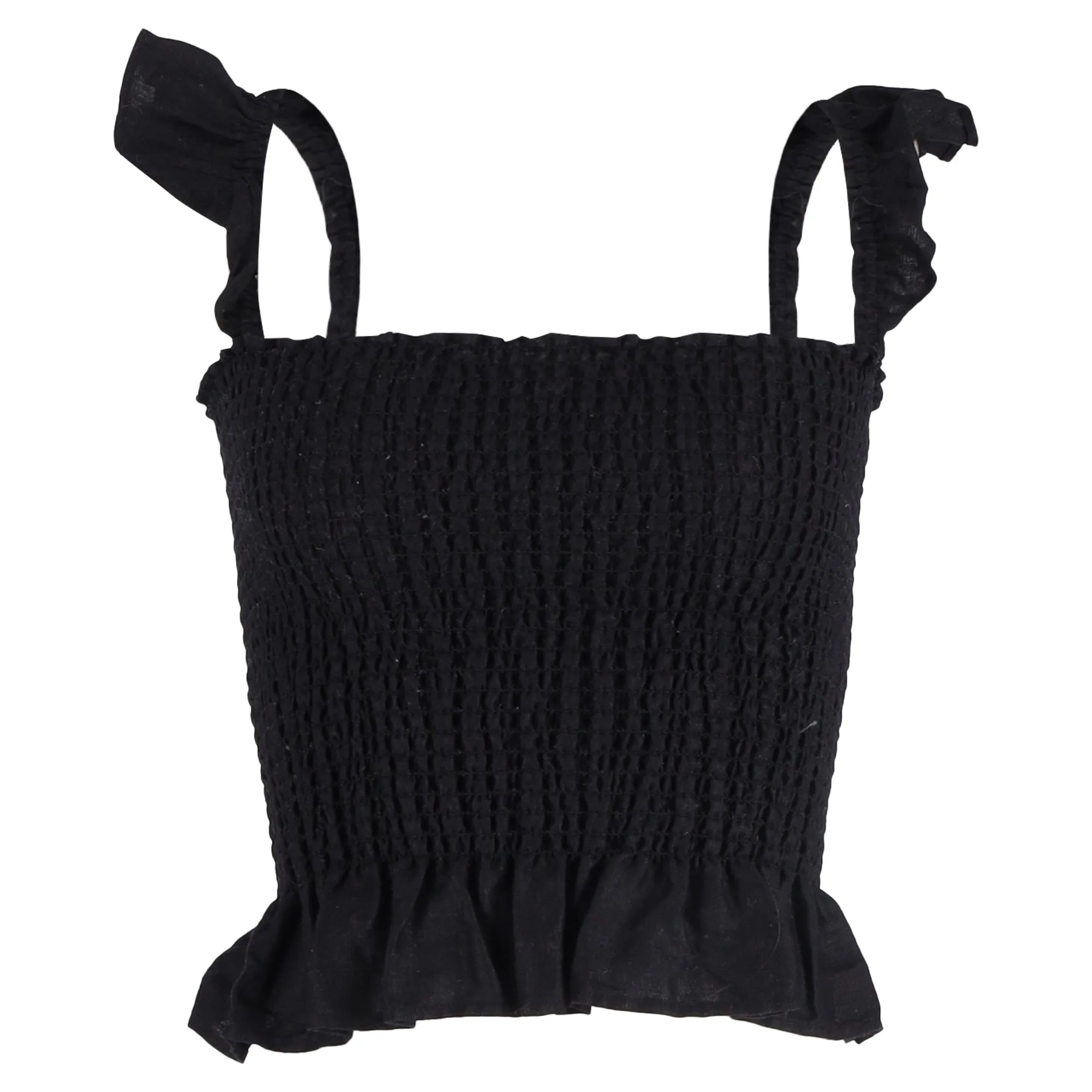 Reformation Junebug Ruffle Sleeveless Top In Black Linen