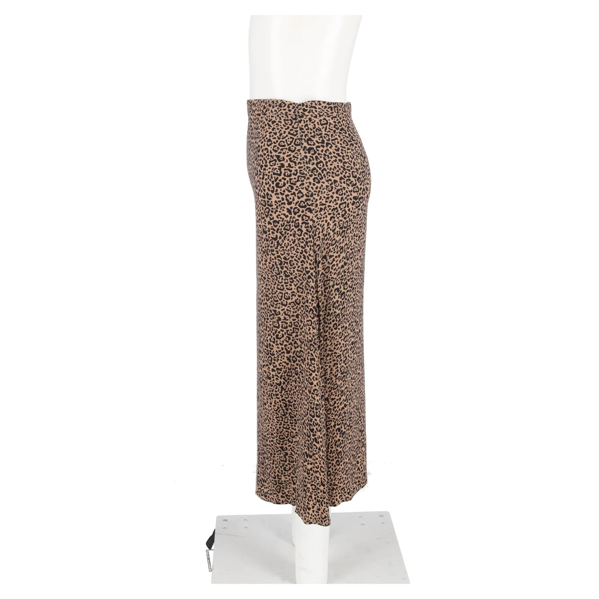 Reformation Leopard Print Midi Skirt in Brown Viscose
