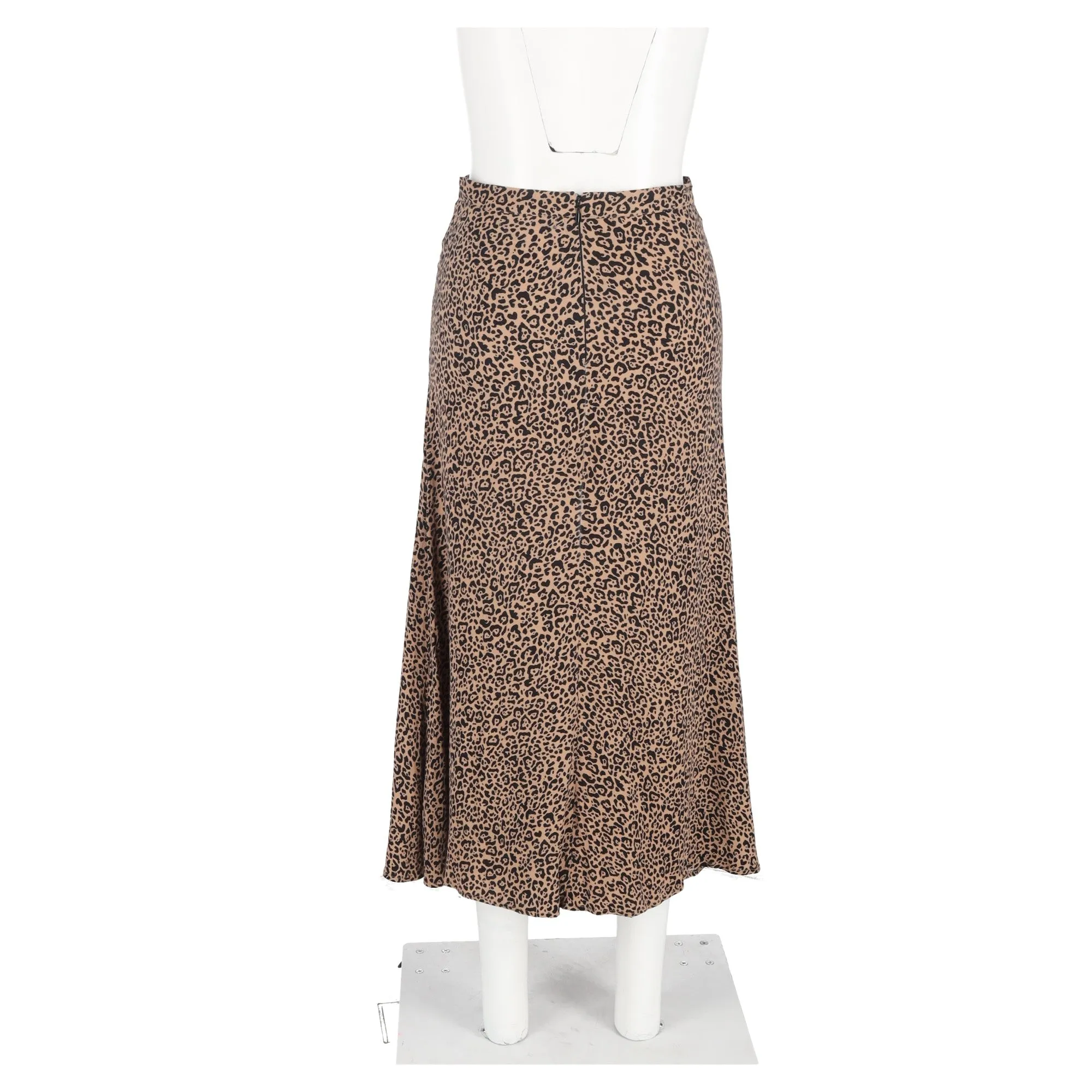 Reformation Leopard Print Midi Skirt in Brown Viscose