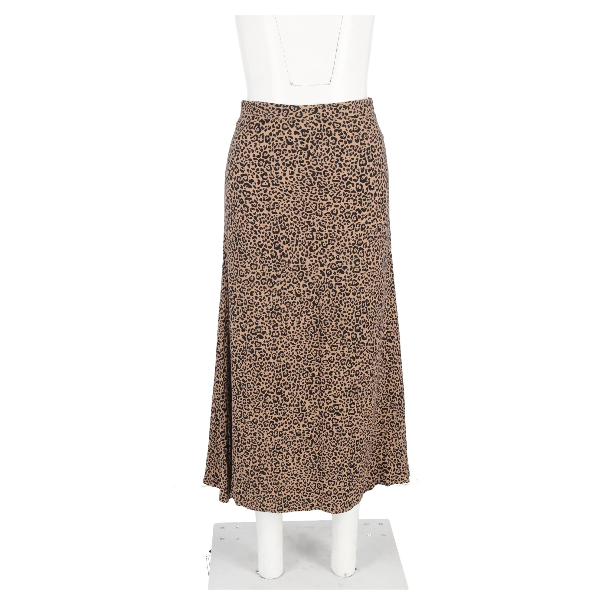 Reformation Leopard Print Midi Skirt in Brown Viscose