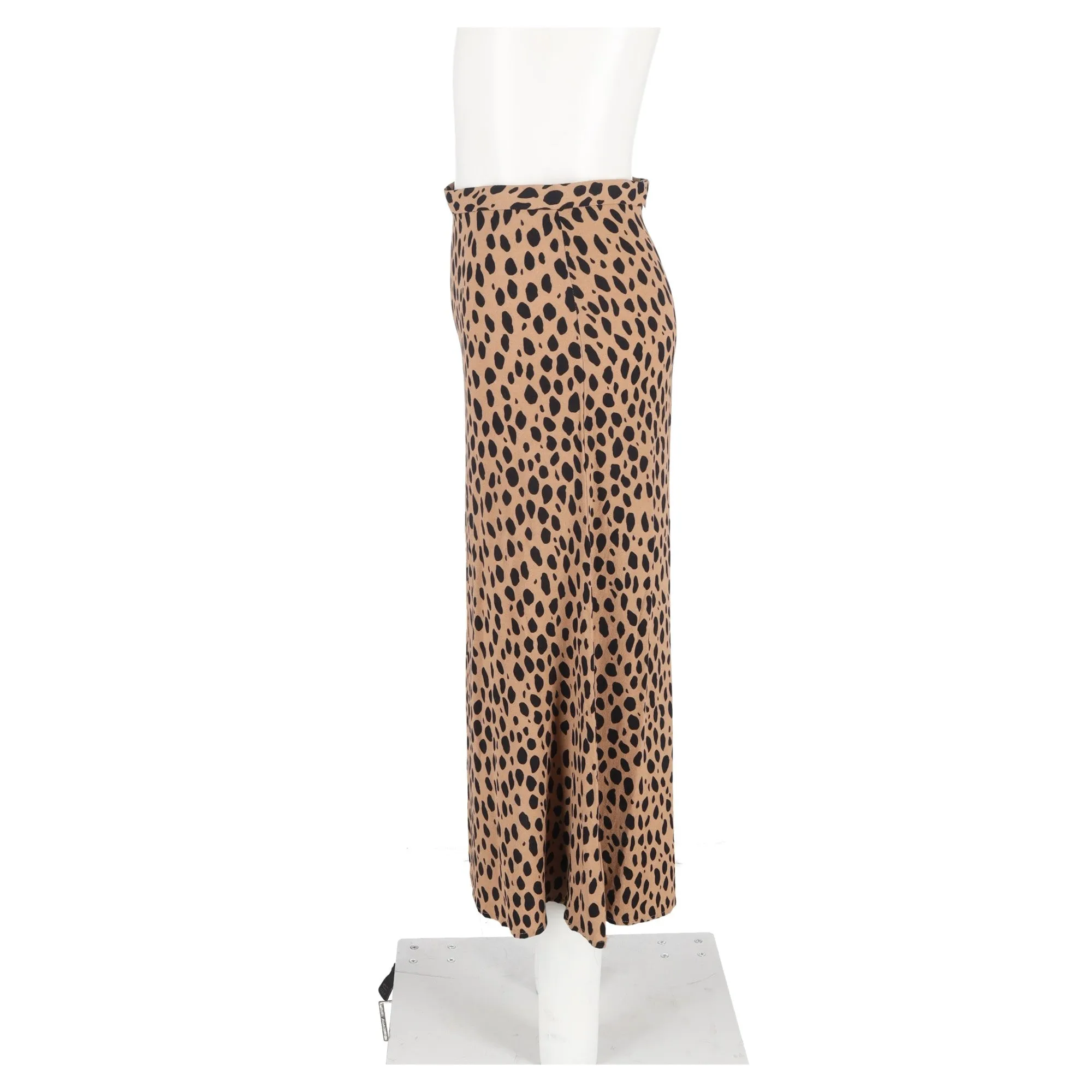 Reformation Leopard Print Midi Skirt in Brown Viscose
