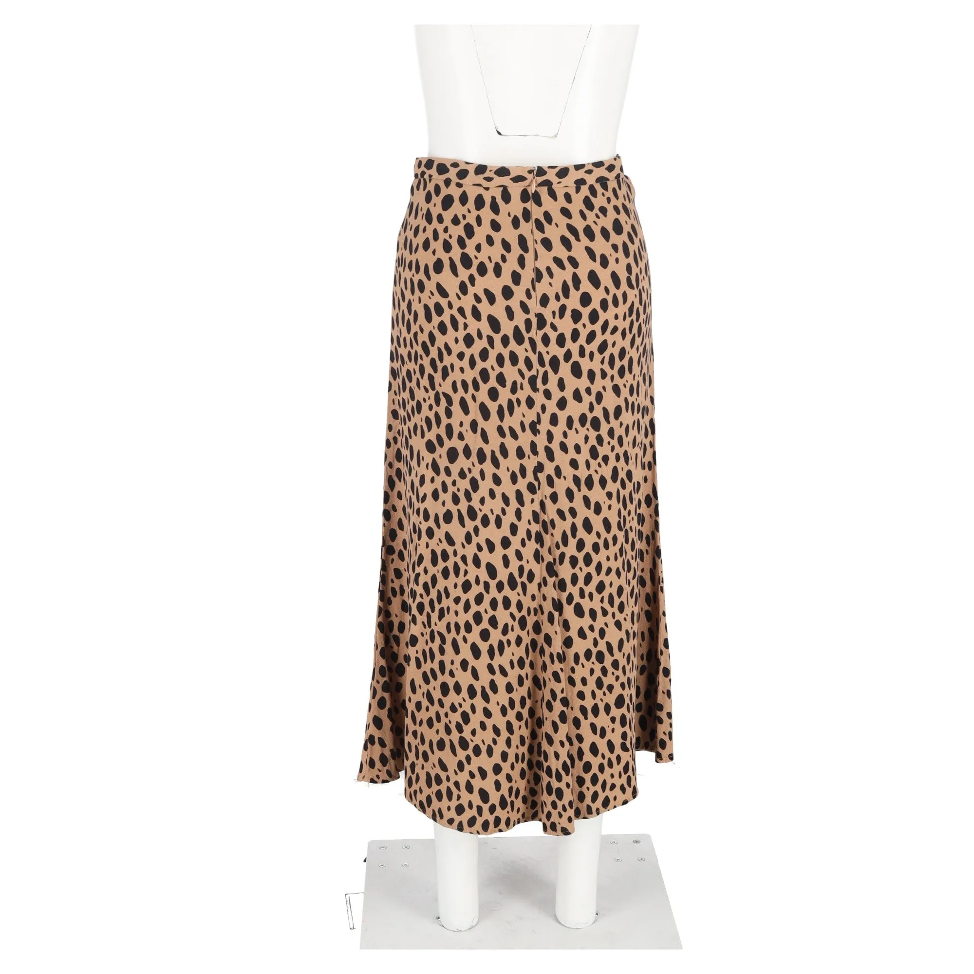Reformation Leopard Print Midi Skirt in Brown Viscose