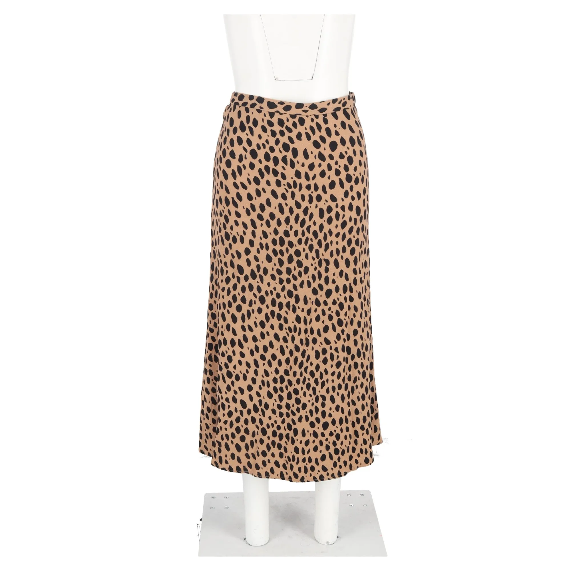 Reformation Leopard Print Midi Skirt in Brown Viscose