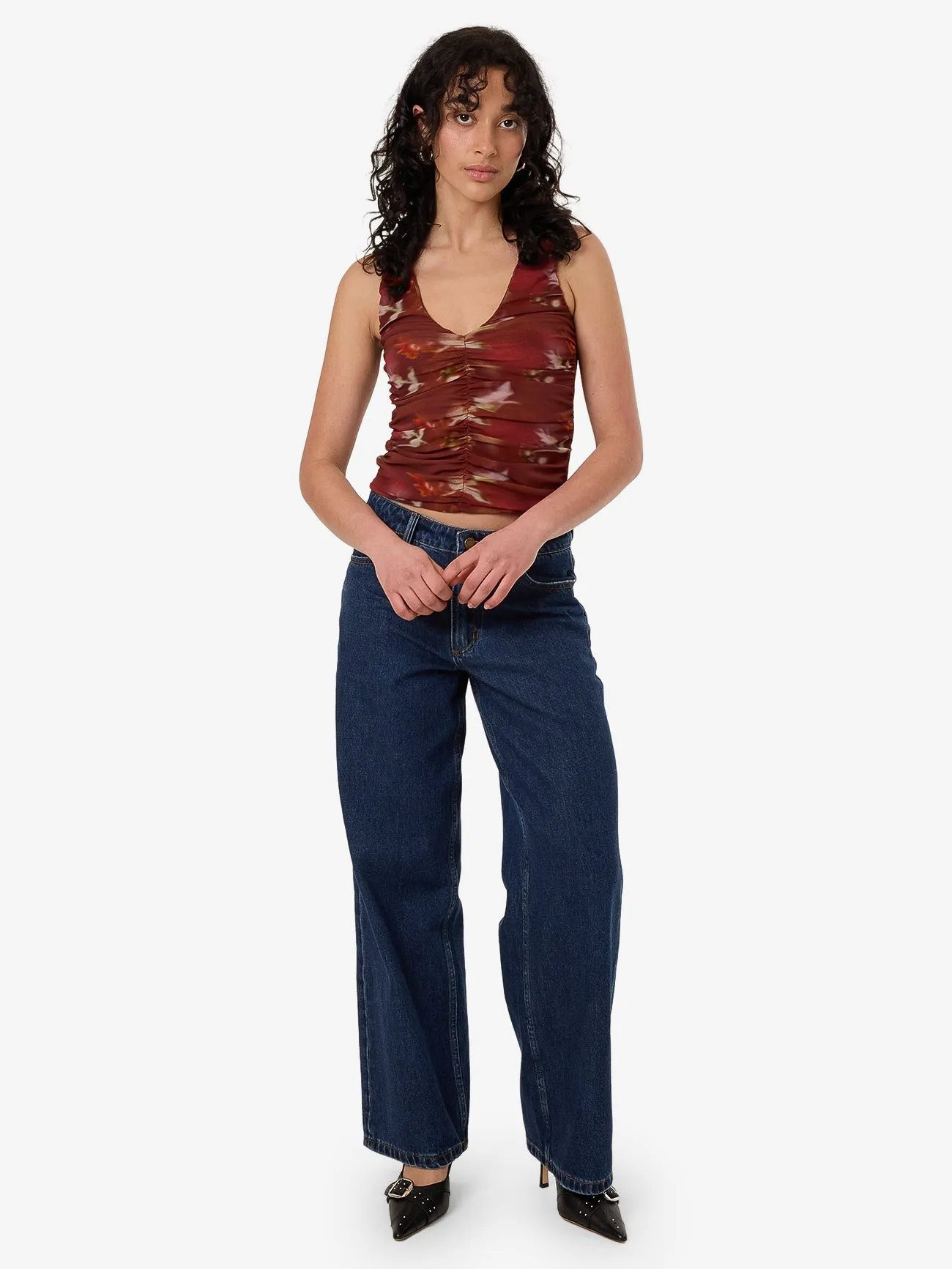 Rhapsody Floral Top - Cabernet