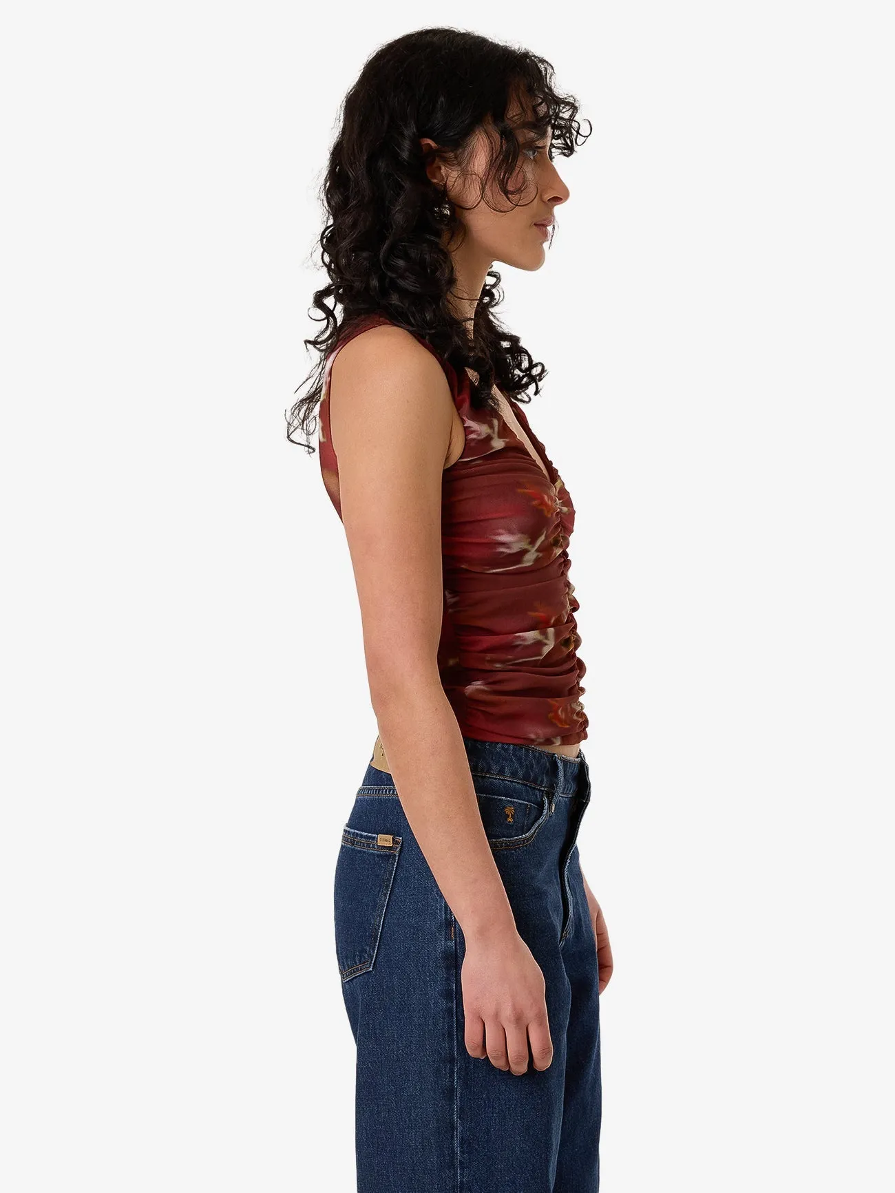 Rhapsody Floral Top - Cabernet
