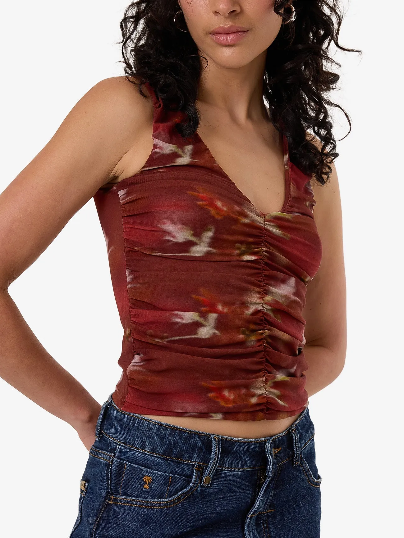 Rhapsody Floral Top - Cabernet
