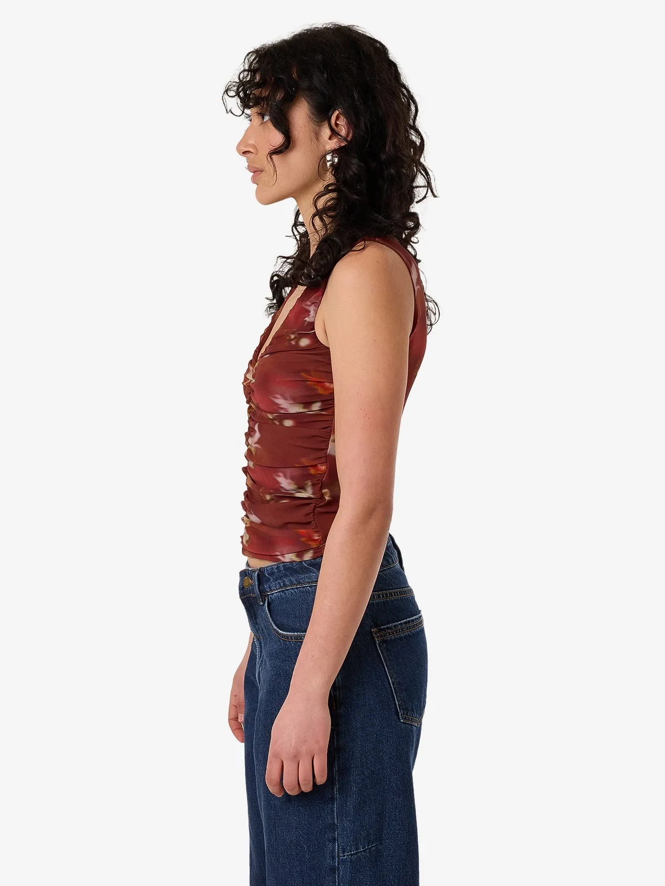 Rhapsody Floral Top - Cabernet