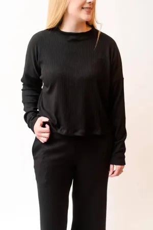 Ribbed Lounge Top In Black