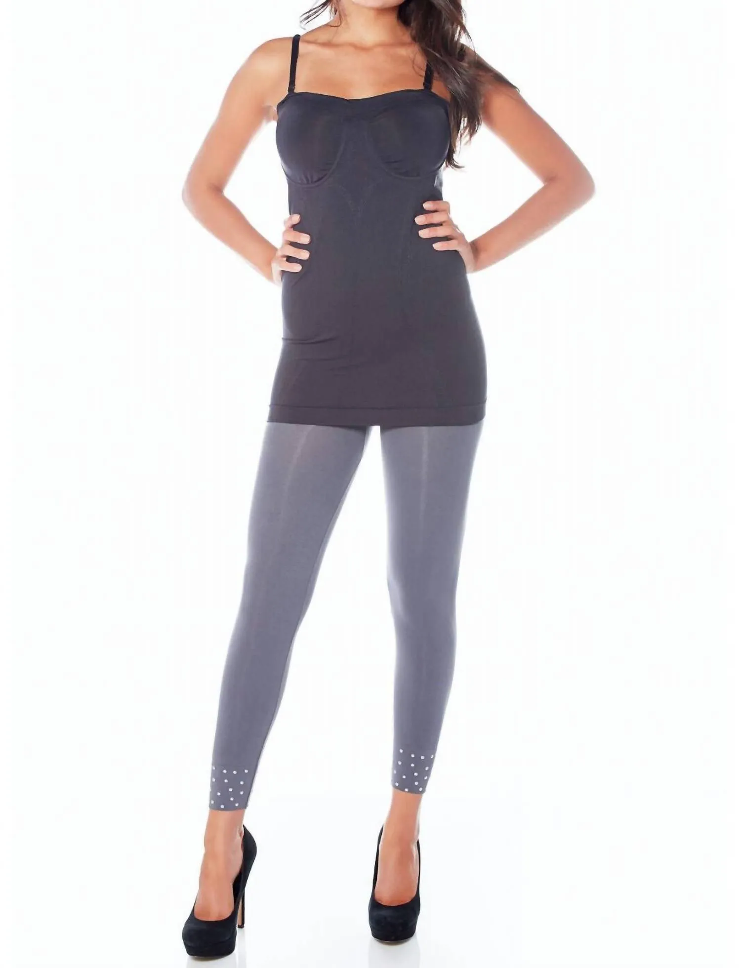 Rocker High Waist Studded Leggings In Charcoal