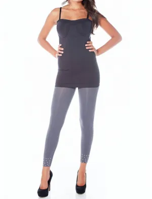 Rocker High Waist Studded Leggings In Charcoal