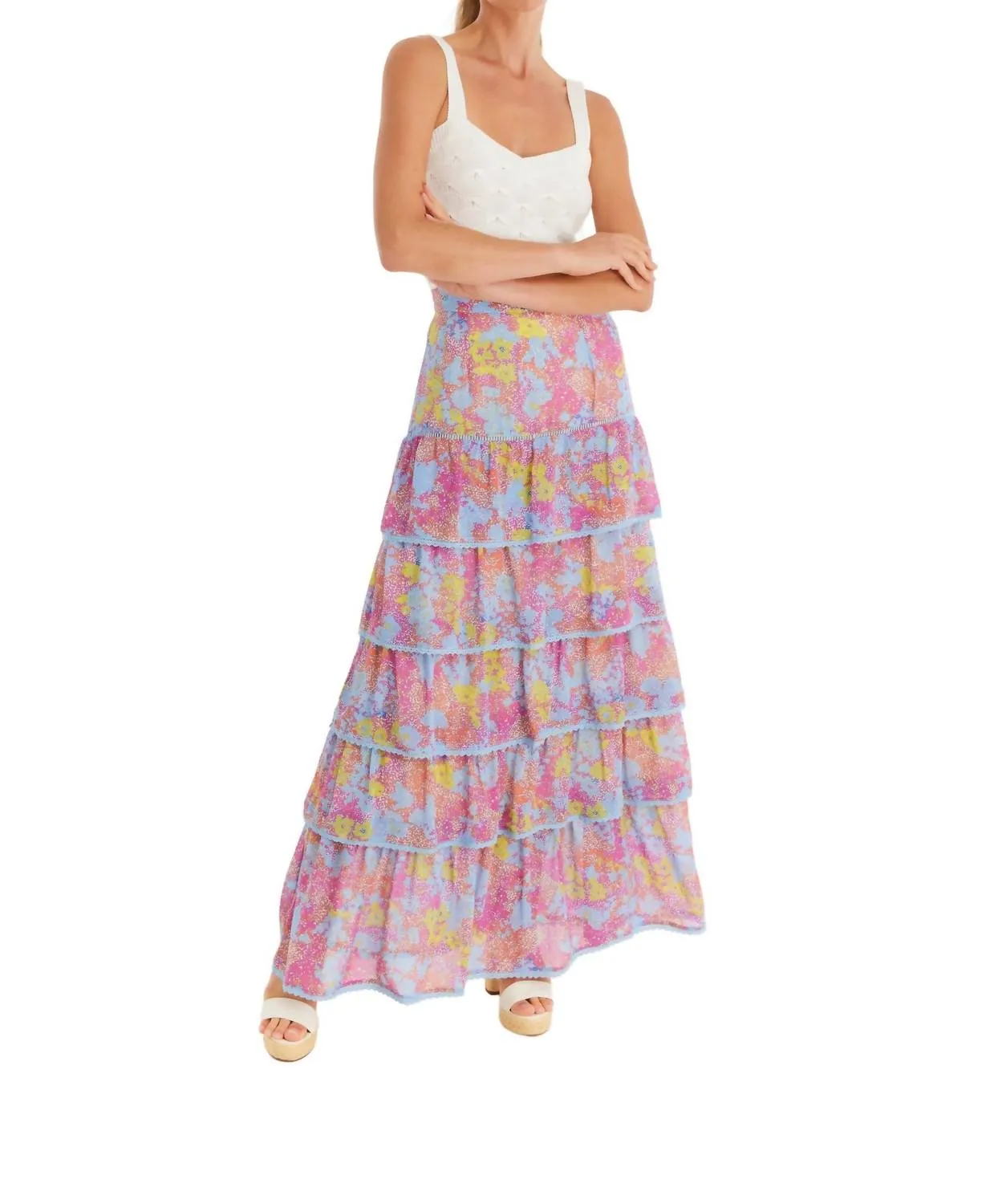 Ruby Maxi Skirt In Purple Abstract