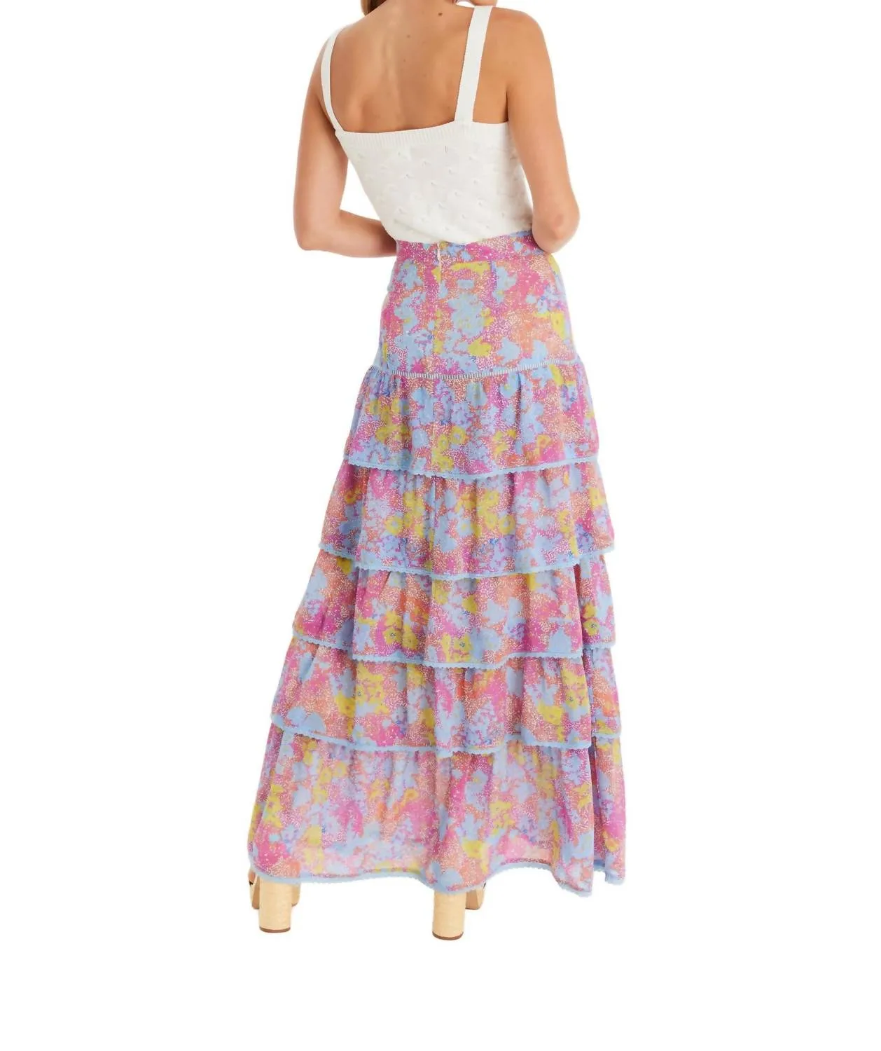 Ruby Maxi Skirt In Purple Abstract