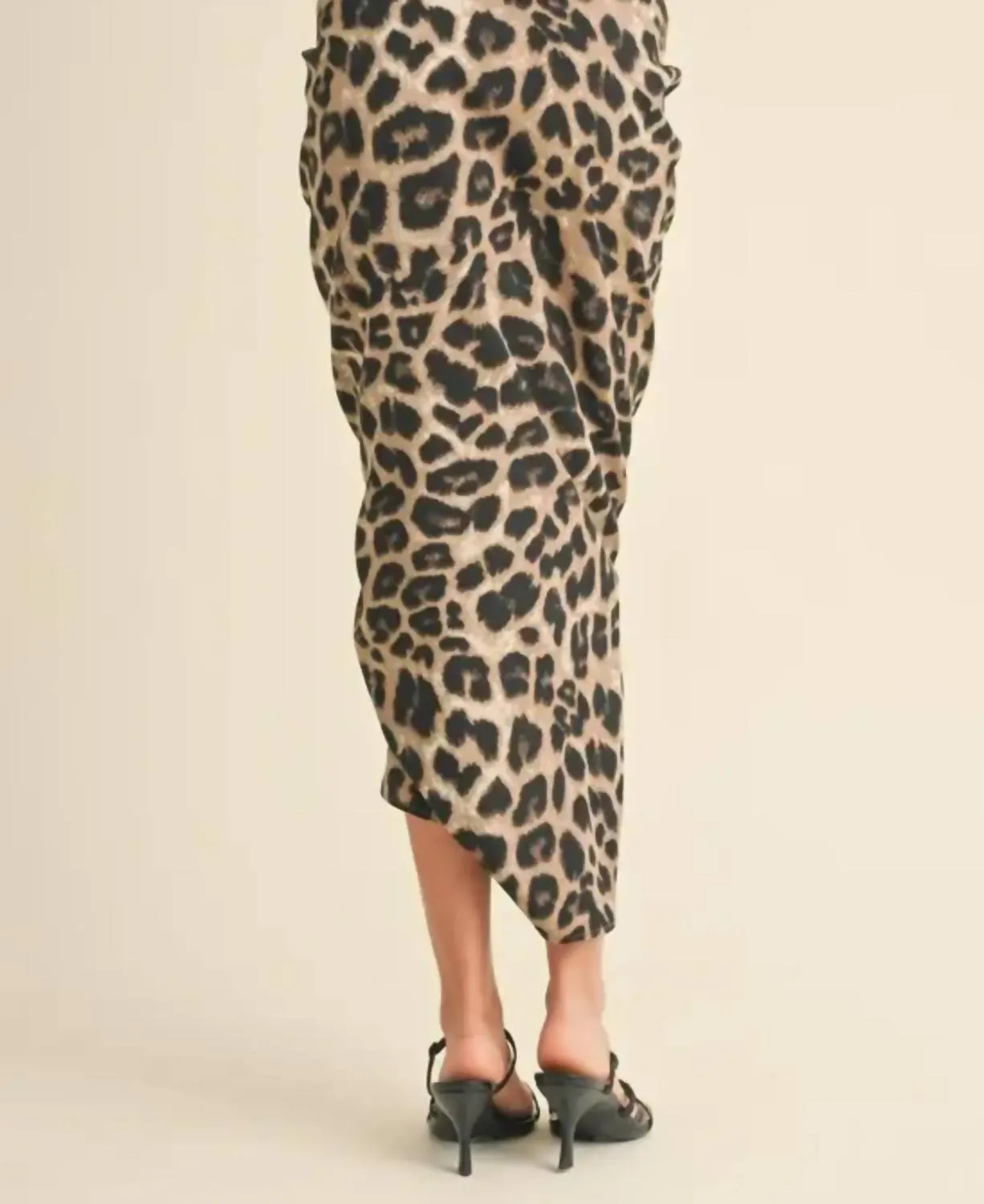 Ruching Leopard Skirt In Brown