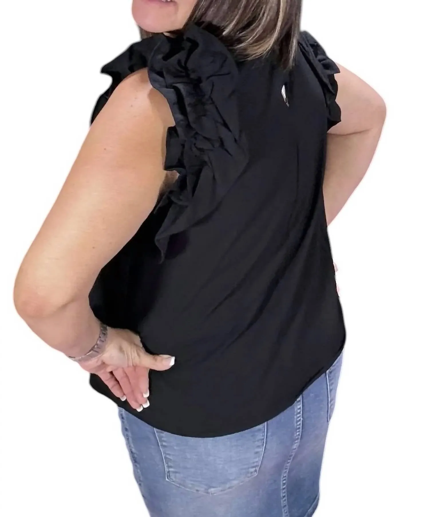 Ruffle Top In Black