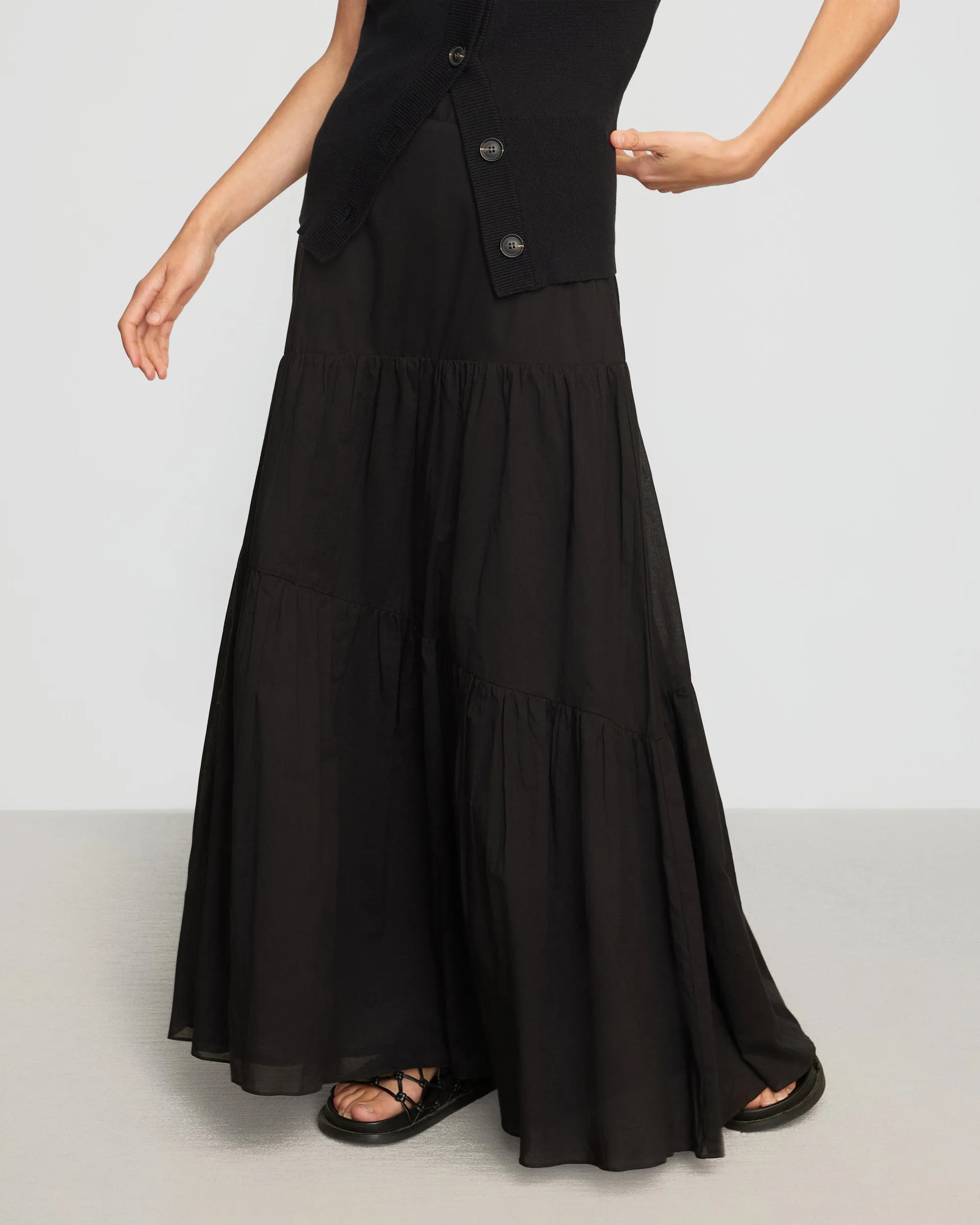 Runa Tiered Cotton Maxi Skirt