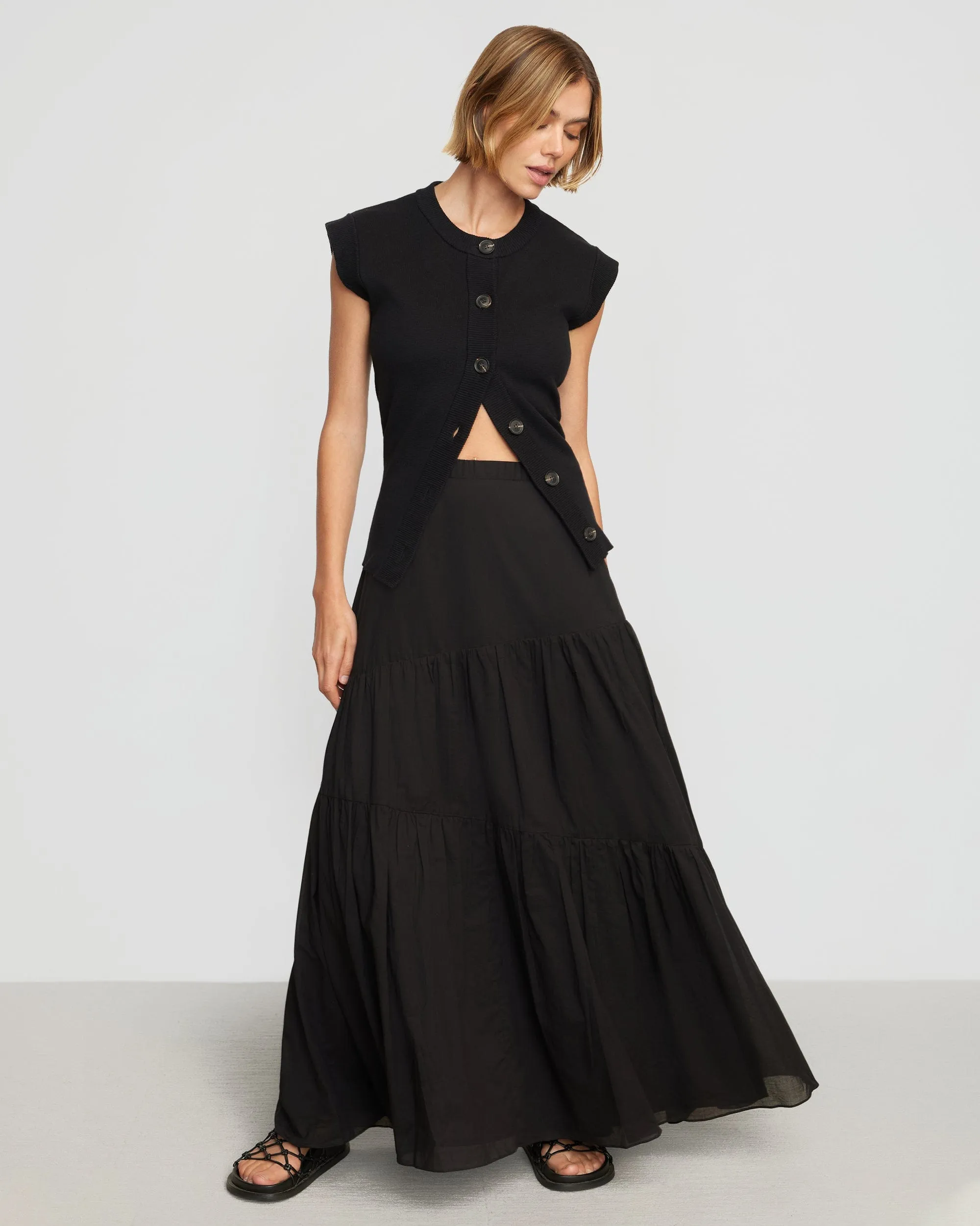 Runa Tiered Cotton Maxi Skirt