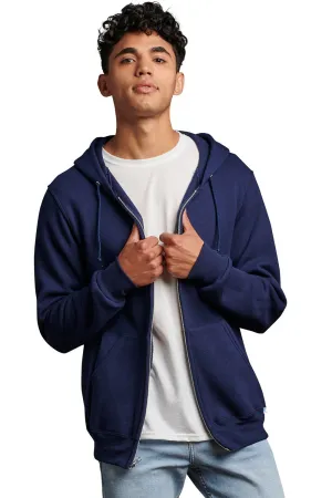 Russell Athletic Mens Dri Power Moisture Wicking Full Zip Hooded Sweatshirt Hoodie w/ Pockets - Navy Blue
