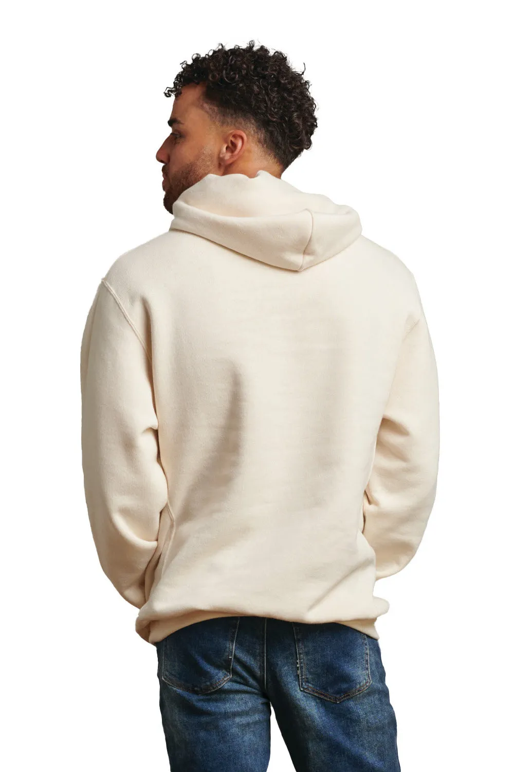 Russell Athletic Mens Dri-Power Moisture Wicking Hooded Sweatshirt Hoodie w/ Pouch Pocket - Vintage White