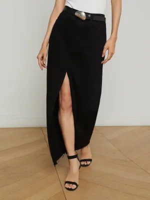 Rysa Slit Front Maxi Skirt In Noir