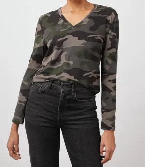 Sami Long Sleeve V T-Shirt In Forest Camo