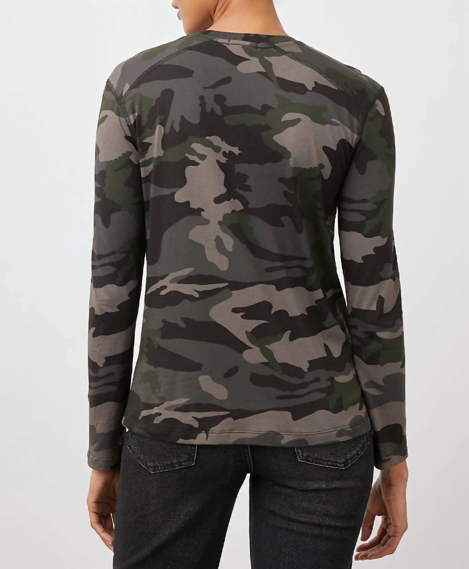 Sami Long Sleeve V T-Shirt In Forest Camo