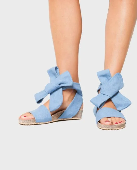 Sand Vegan Ankle Tie Sandals | Blue
