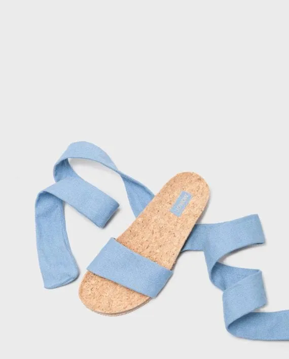 Sand Vegan Ankle Tie Sandals | Blue