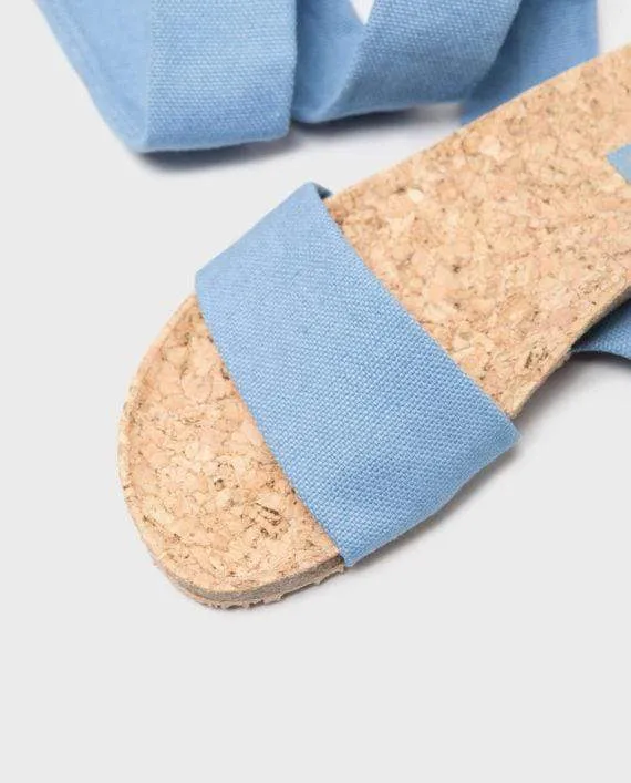 Sand Vegan Ankle Tie Sandals | Blue