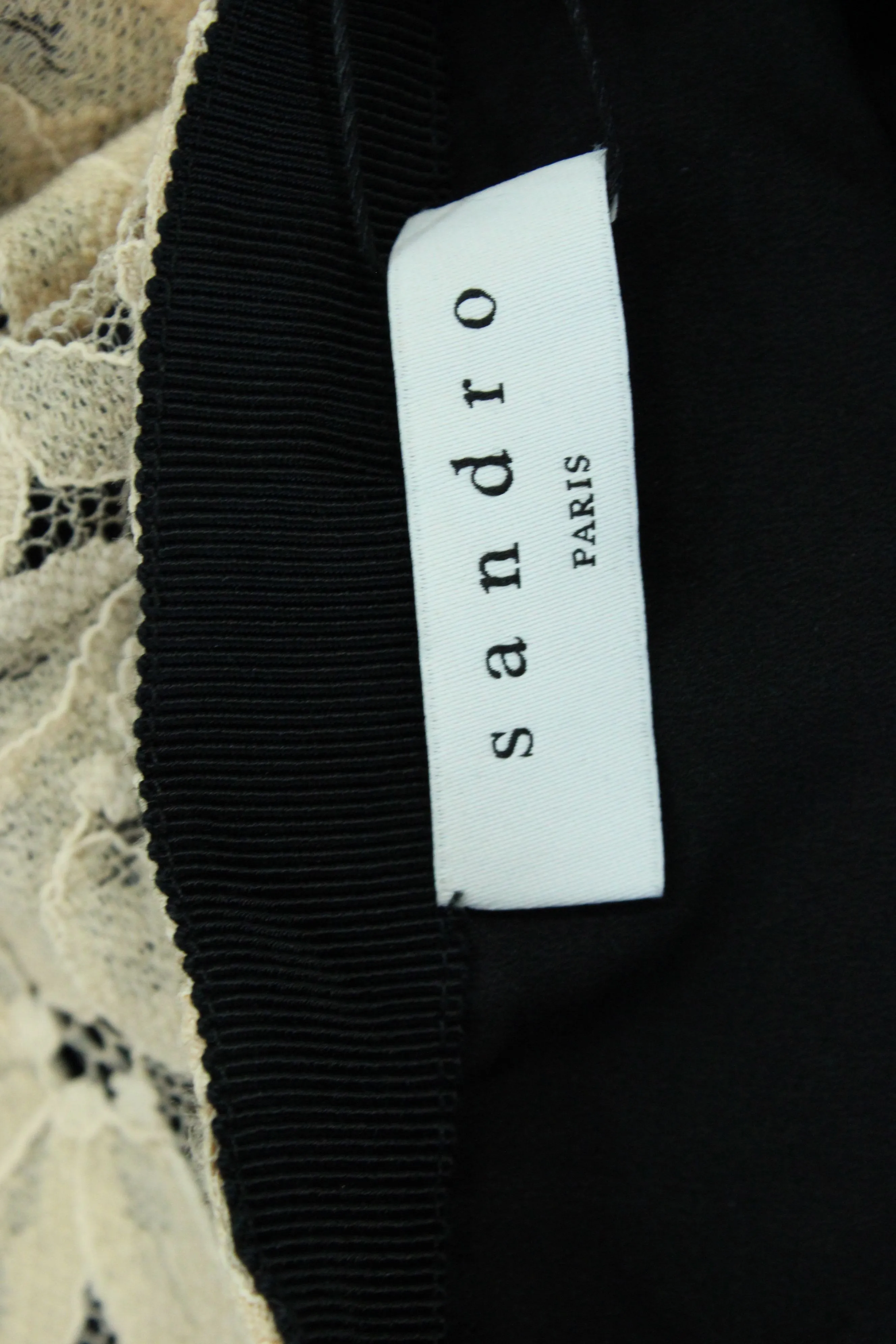 Sandro Paris Lace Short Skirt in Beige Polyamide
