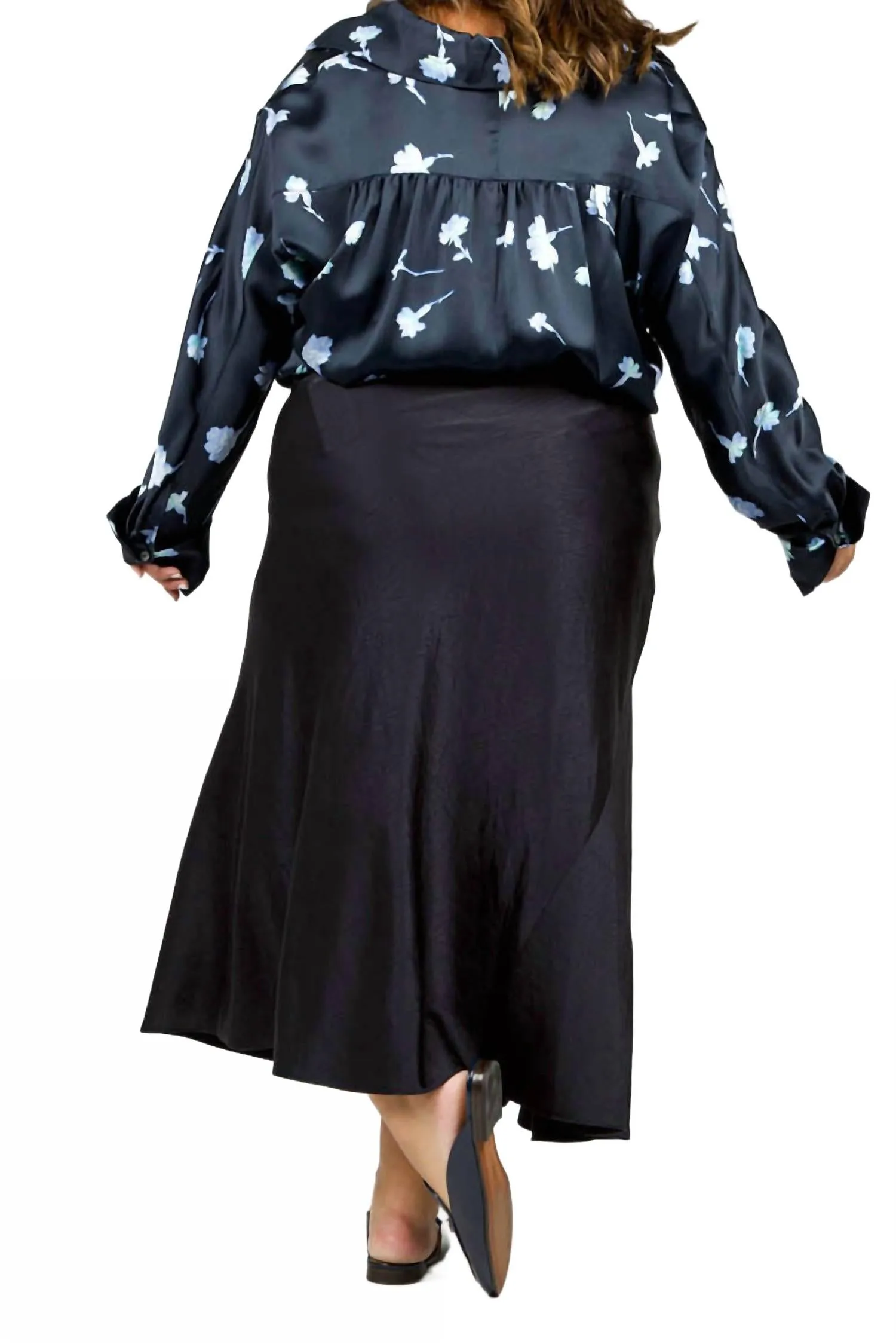 Satin Draped Slip Skirt In Coastal