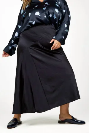 Satin Draped Slip Skirt In Coastal