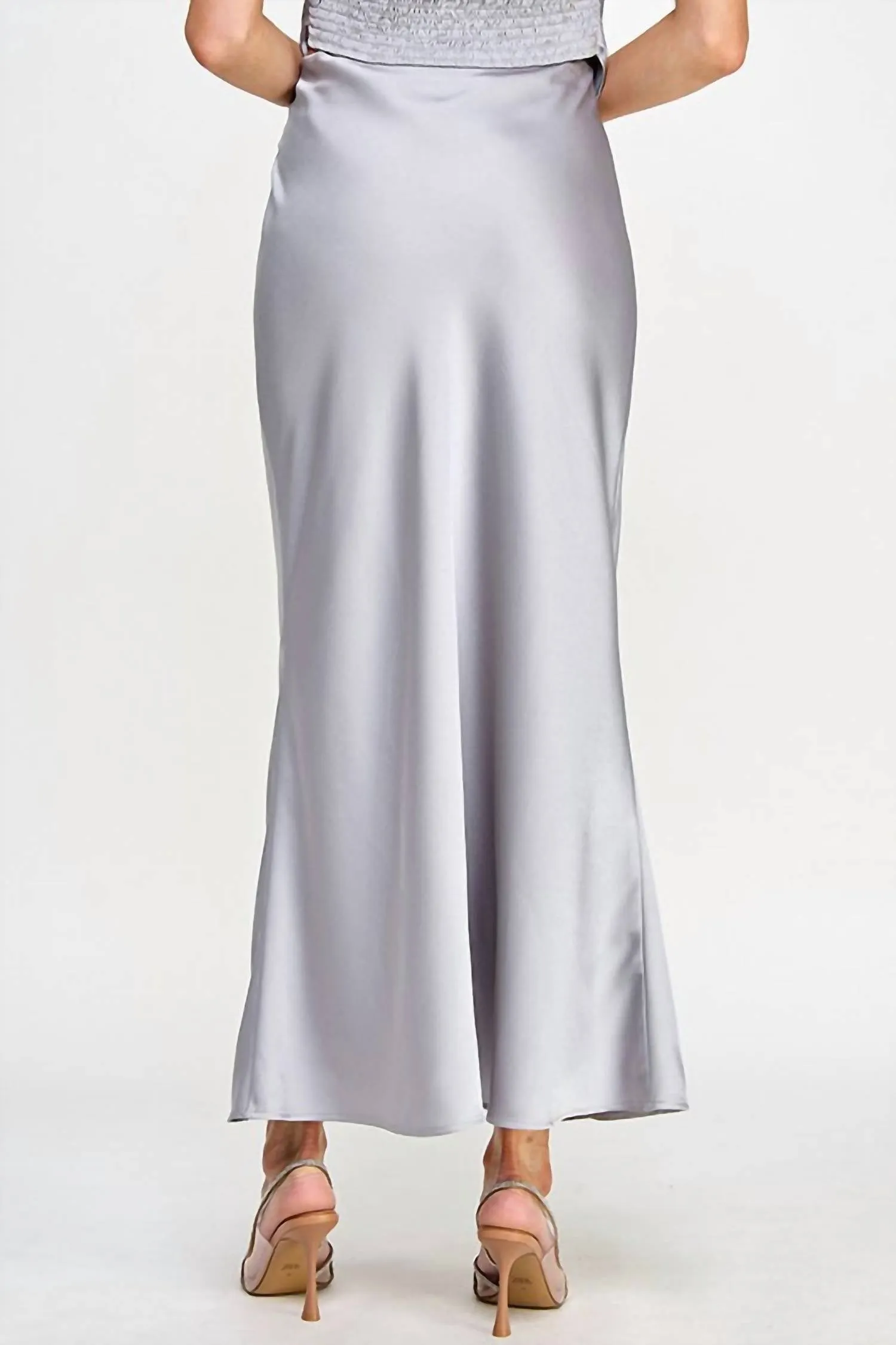 Satin Maxi Skirt In Silver